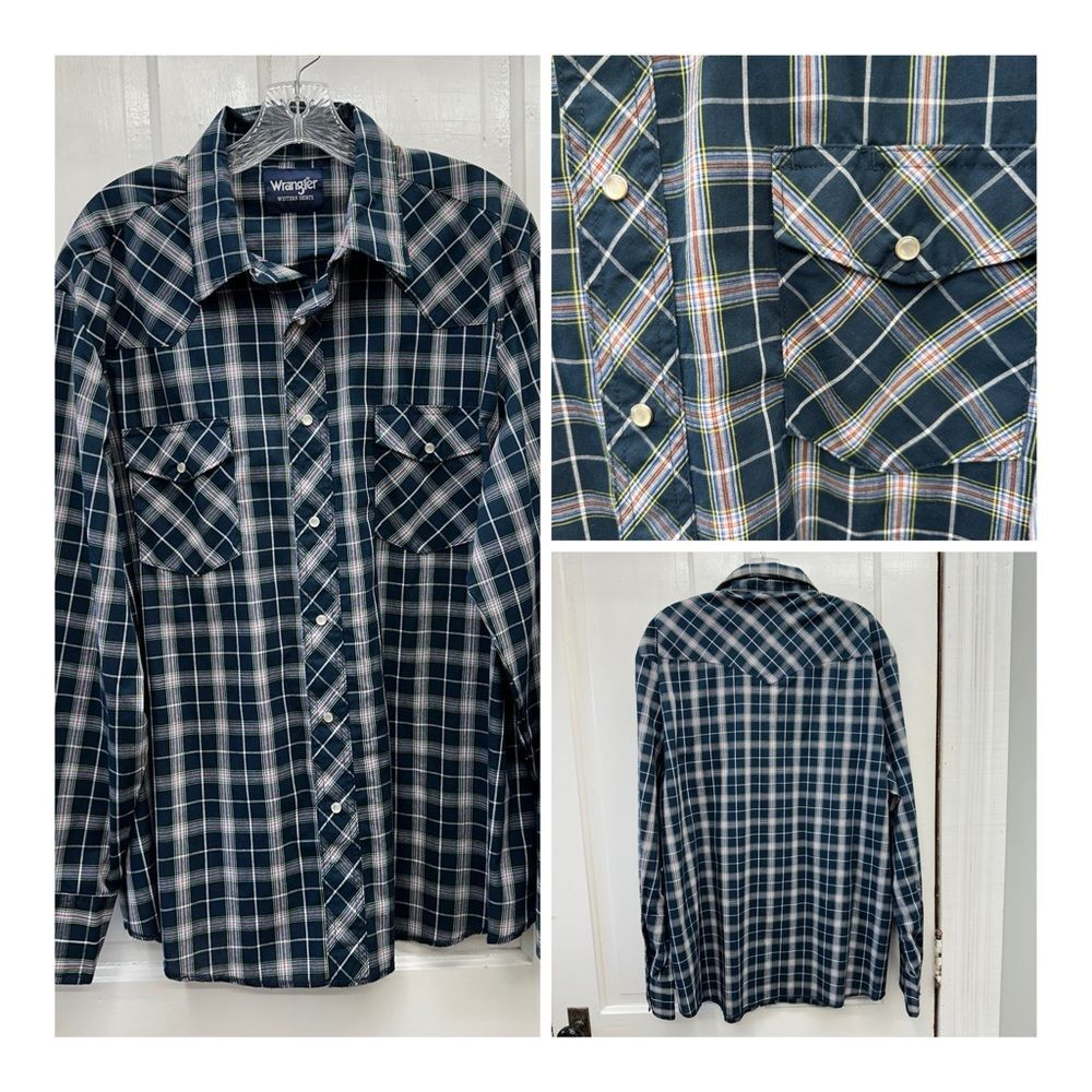 Wrangler‎ western wear pearl snap long sleeve lightweight shirt men's xl